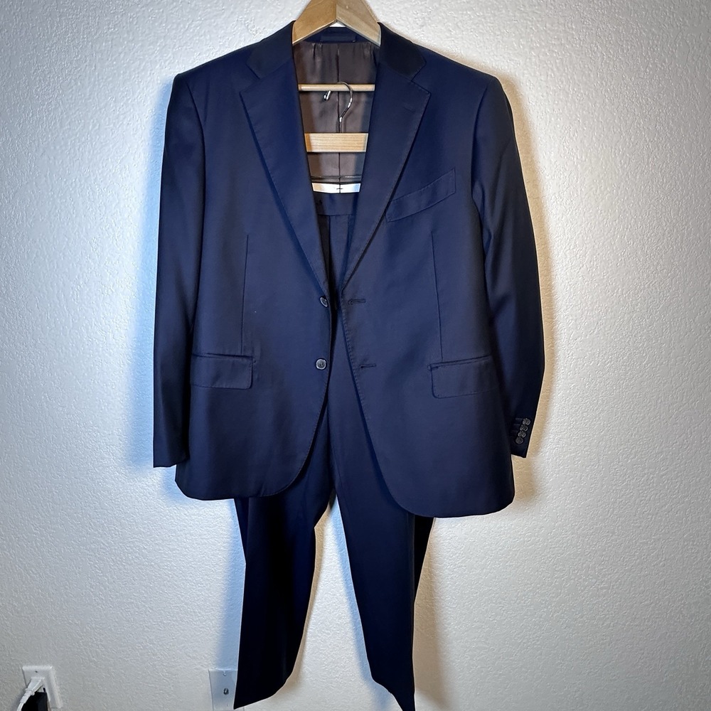 SUITSUPPLY Zignone Italy Super 110's Wool Brescia Napoli Navy 2 Piece Suit 46S